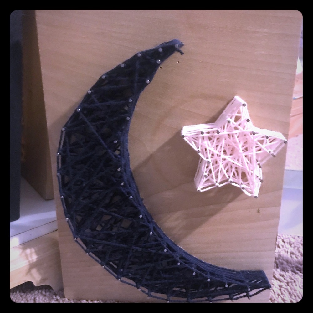 Moon and Stars String Art